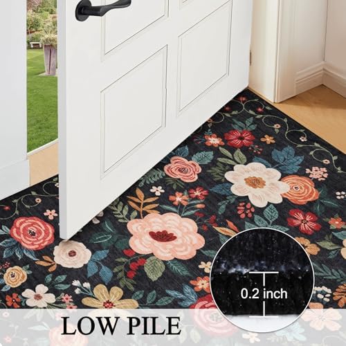 DUKINO 2.6x12 Kitchen Runner Rug, Floral Non Slip Long Washable Rug - Image 6