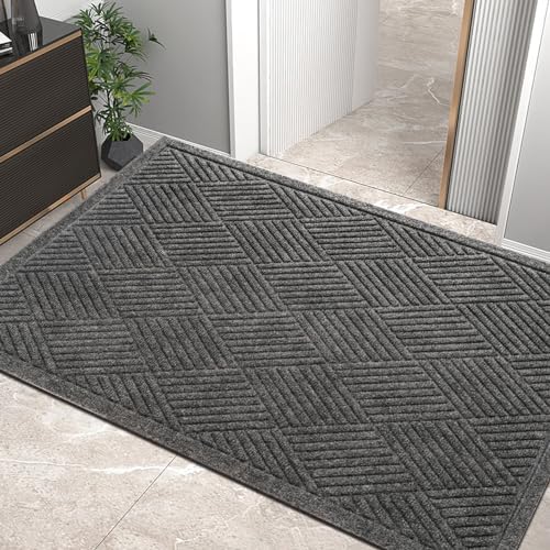 HIYARD Sturdy Front Door Mat, Absorbent Muddy Dirt Resist Welcome Door Mats by HIYARD