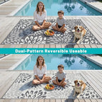 HEBE Waterproof Outdoor Rug 5'x8', Floral Reversible Plastic Patio Rug - Image 6