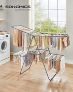 SONGMICS Clothes Drying Rack, Foldable 2-Level Stee Laundry Drying Rack - Image 2
