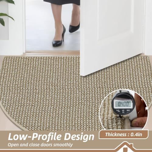BEQHAUSE Dirt Trapper Door Mat 24" x 36" Half Circle Non Slip, Light Beige - Image 5