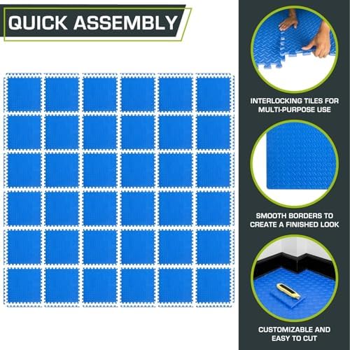 ProsourceFit Exercise Puzzle Mat ½-inch, EVA Interlocking Foam Floor Tiles - Image 6