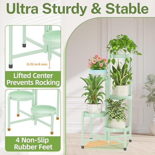 iDavosic.ly Plant Stand Indoor Outdoor, 5 Tier Metal Corner Shelf - Image 4