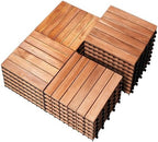 PrimeZone 27 PCS Solid Acacia Wood Interlocking Patio Deck Tiles Outdoor by PrimeZone