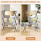 Drying Rack Clothing, 3-Tier Clothes Drying Rack Foldable, Antirust Laundry - Image 5