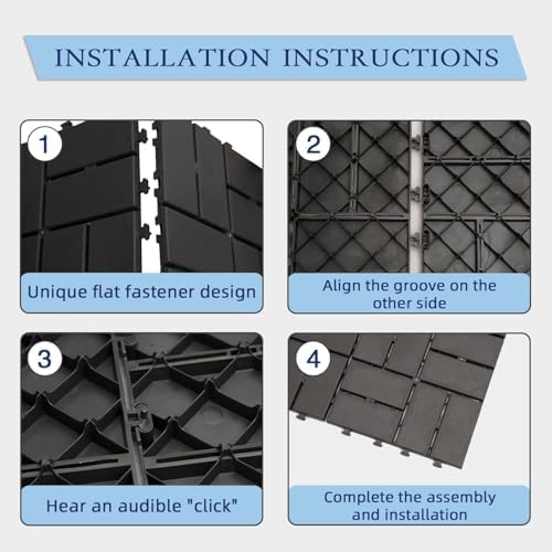 Domi Plastic Interlocking Deck Tiles, 36 Pieces One Pack, Dark Gray - Image 5
