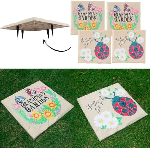 4Pcs Large Stepping Stones Outdoor Garden Walkway, Durable Plastic Pavers by MARCHROSE