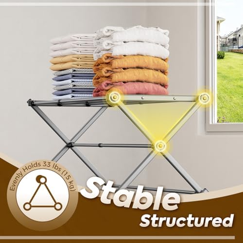KINGBOARD 3-Tier Extendable Clothes Drying Rack, Small & Foldable - Image 3