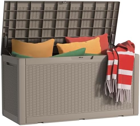 120 Gallon Outdoor Deck Box, Lockable Waterproof Outdoor Storage Boxes by MAIUSCOLI