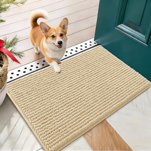 OLANLY Dog Door Mat for Muddy Paws 24x16, Extra Absorbent Chenille Mud Mat by OLANLY