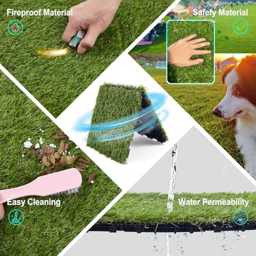 Artificial Grass Turf Tile 12"x12" Synthetic Turf Grass Self-Draining - Image 2