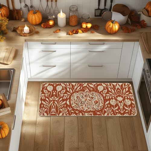 Artoid Mode Orange Flower Pumpkin Fall Doormat 24x59 Inch - Image 2