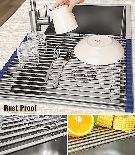 Tomorotec Roll Up Dish Drying Rack Over Sink, 304 Steel - Image 2