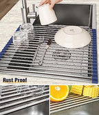 Tomorotec Roll Up Dish Drying Rack Over Sink, 304 Steel - Image 2