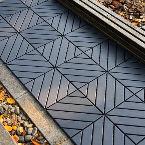 44 Pack Interlocking Deck Tiles, 12x12 Inch Modern Plastic Outdoor Flooring - Image 2