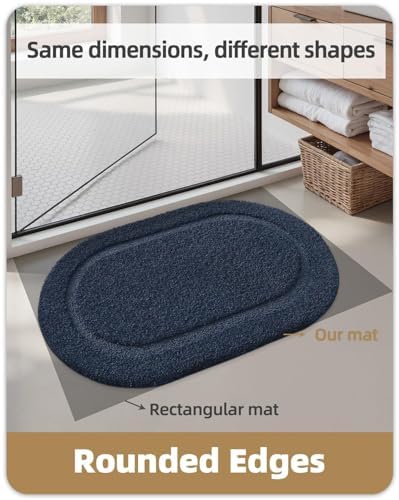 Color&Geometry Small Blue Bathroom Rugs, Non Slip Shower Mat - Image 3
