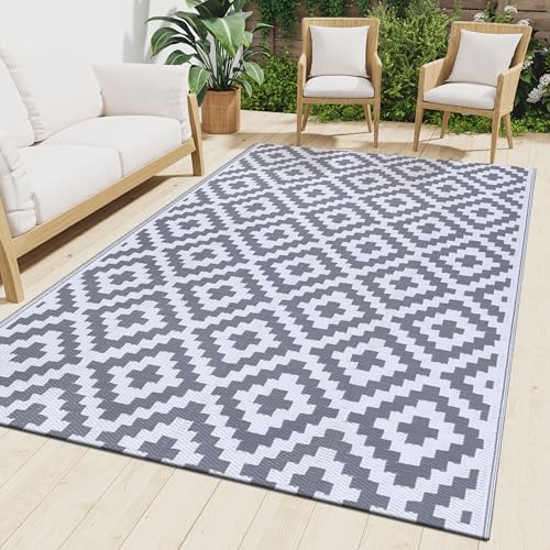 Smiry Outdoor Rug 10x14 ft Waterproof Reversible Boho Mat by Smiry