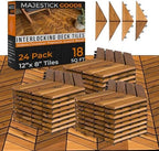 Majestick Goods 24-Pack Herringbone Acacia Wood Interlocking Deck Tiles by MajestickGoods