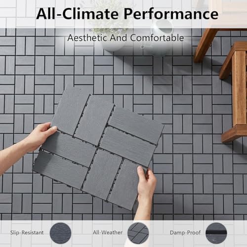 44 Pack Interlocking Deck Tiles, Easy Snap All-Weather Outdoor Deck Tiles - Image 6