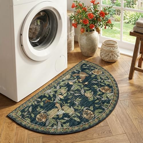 jinchan 2x3 Half Circle Floral Vintage Washable Entryway Rug - Image 4