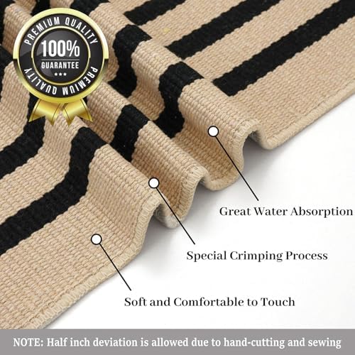 KILOCOCO Striped Rug 4x6 ft Washable Woven Front Door Rug - Image 6