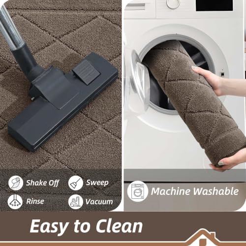 BEQHAUSE Dirt Trapper Door Mat 20" x 32", Doormat Non-Slip, Light Brown - Image 6