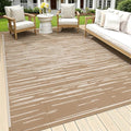 HEBE Outdoor Rug Waterproof 6'x9', Striped Reversible Plastic Patio Rug by HEBE