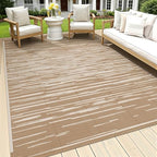 HEBE Outdoor Rug Waterproof 6'x9', Striped Reversible Plastic Patio Rug by HEBE