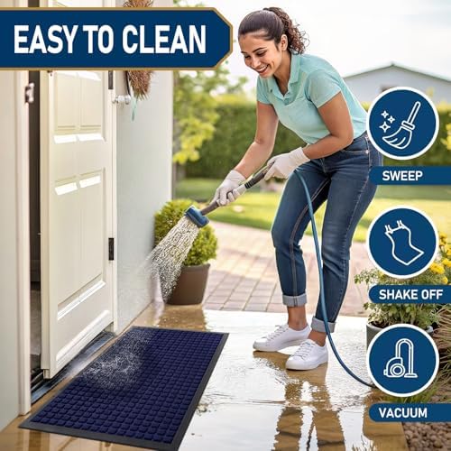 Smiry Front Door Mat Outside Entrance, Natural Rubber Doormat, 59x23 Inch - Image 5