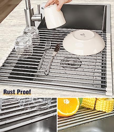 Tomorotec Roll Up Dish Drying Rack Over Sink, 304 Steel - Image 2
