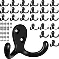 25 Pack Coat Hooks Wall Hooks for Hanging, Heavy Duty Double Prong Metal Hook by CBWLWJ