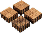 Yaheetech 27PCS Acacia Wood Deck Tiles Interlocking Patio Flooring by Yaheetech