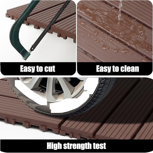 44 Pack Plastic Interlocking Decking Tiles, 12x12 Inch Waterproof Outdoor Floor - Image 6
