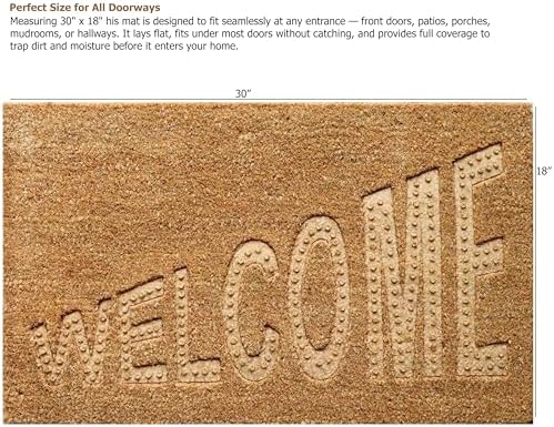 Gardenised Heavy Duty Coco Coir Doormat Non Slip PVC Baking Embossed Welcome - Image 3