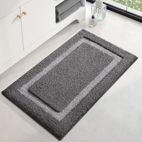 Color&Geometry Gray Bathroom Rugs 36x24, Extra Soft Absorbent Microfiber Bath - Image 3