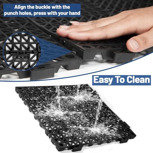 12Pcs Drainage Interlocking Floor Tiles 11.8" x 11.8", Modular Interlocking - Image 5