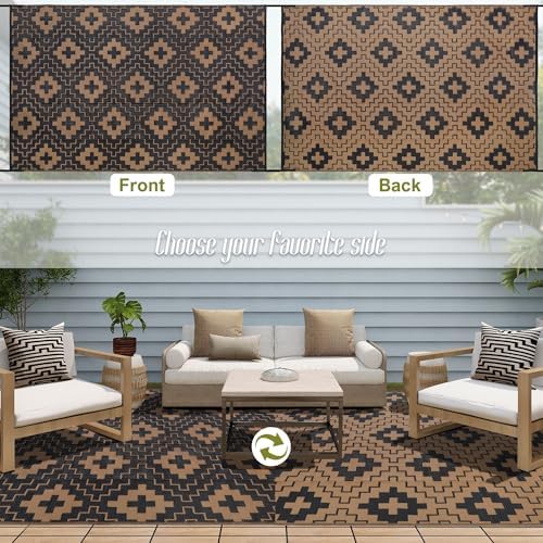 SAND MINE Waterproof Outdoor Rug 6x9 ft, Reversible Plastic Straw Area Rug - Image 3