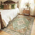 RELEANY Washable Area Rug, Brick/Brown/Green by RELEANY