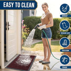 Smiry Front Door Mat Outside Entrance, Low Profile Rubber Doormat - Image 6