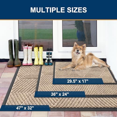 Smiry Front Door Mat Outside Entrance, Low Profile Rubber Doormat - Image 2