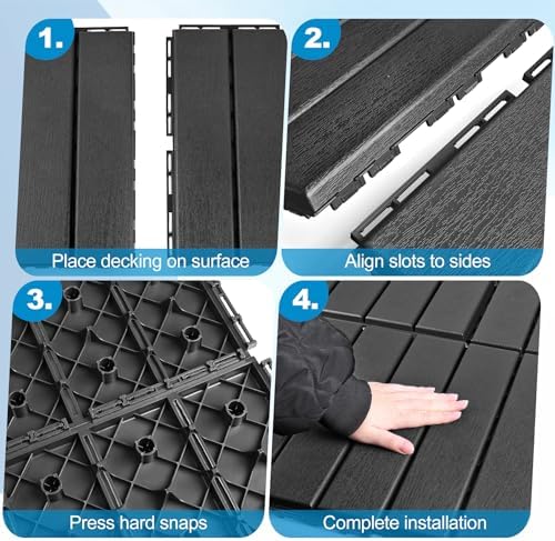 ToLanbbt Plastic Interlocking Deck Tiles 27 Pack 12"x12" Waterproof Indoor - Image 5