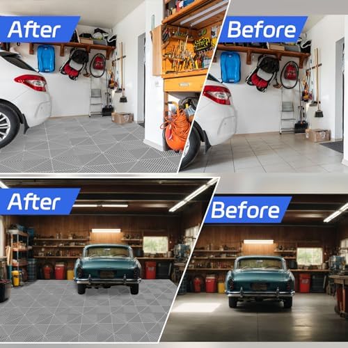 Barydat 72 Pcs 12x12 Garage Floor Tiles Interlocking Drainage - Image 6