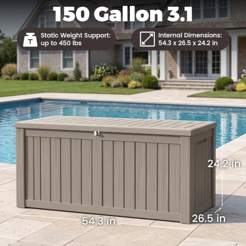 Outdoor Storage Box, 150 Gallon Waterproof Deck Box - Image 2