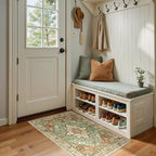RELEANY Washable Area Rug, Small 2'x4', Brick/Brown/Green by RELEANY