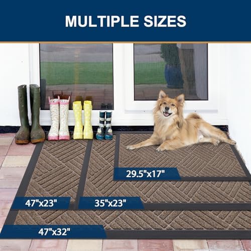 Smiry Front Door Mat Outside Entrance, Natural Rubber Doormat, 29.5x17 Inch - Image 2
