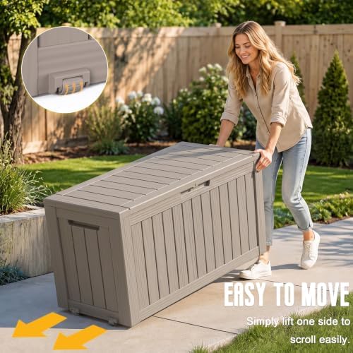DRATO 135 Gallon Deck Boxes Outdoor Waterproof Storage Box - Image 2