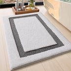 Color&Geometry White Bathroom Rugs 30x20, Extra Soft Absorbent Microfiber Bath - Image 2