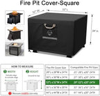 QH.HOME Fire Pit Cover Square 32", 600D Heavy Duty Fabric 100% Waterproof - Image 2