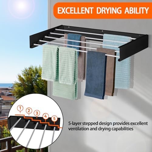 FOCHIER F Laundry Drying Rack Wall Mounted Clothes Drying Rack Collapsible - Image 6