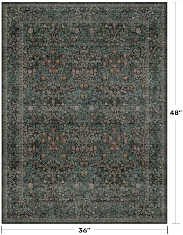 Dark Green Washable Entry Rug, 3x4 Rugs - Image 2